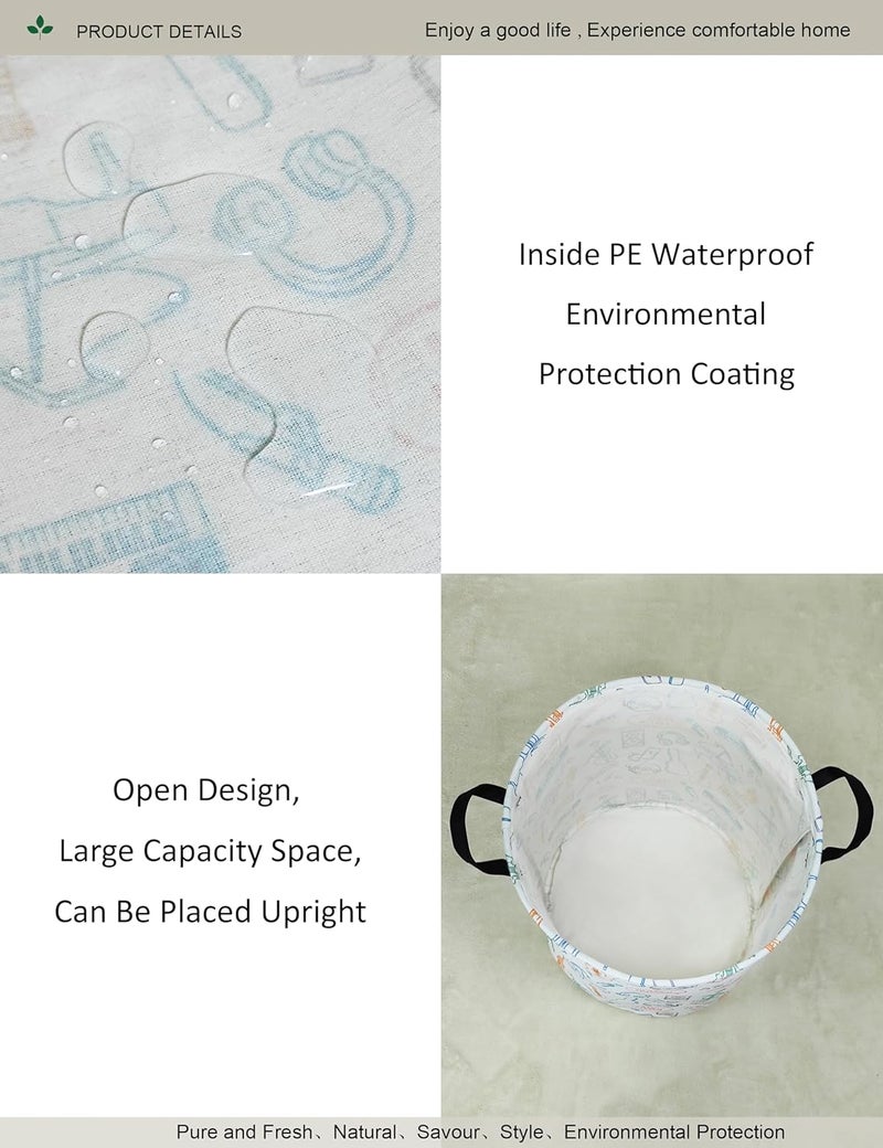 ONOEV Round waterproof laundry basket,gift basket,suitable for children's room and toy storage(musical instrument) - Image 4